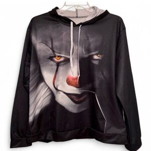 SHEIN Black Graphic Hoodie with Clown Design